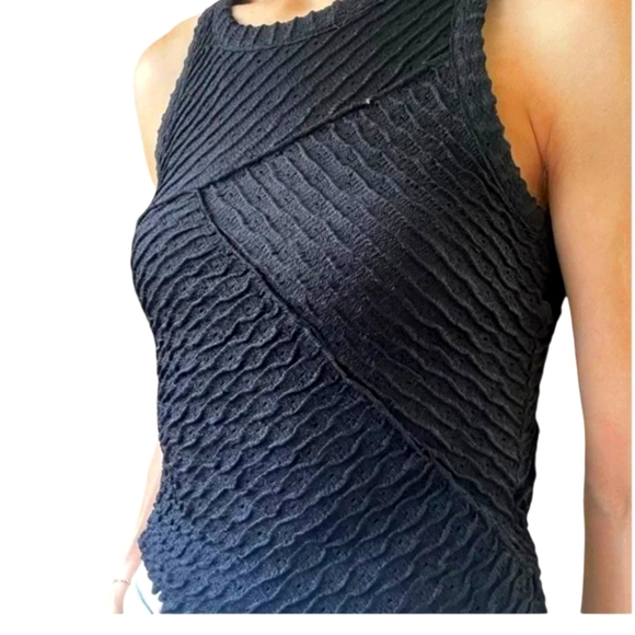 Atelier by Kirious Women's M Black Textured Lined Tank Top Bodycon - Picture 12 of 13